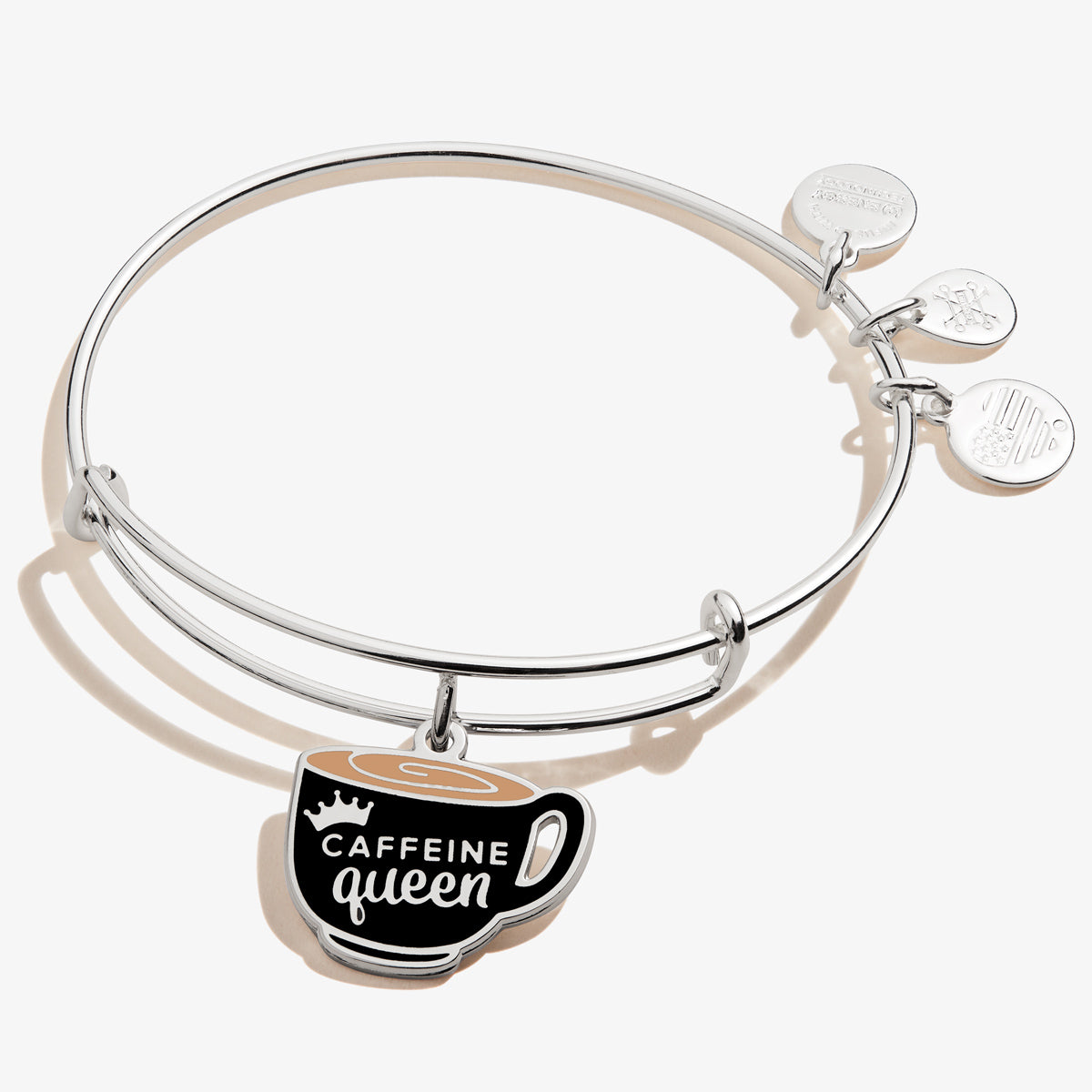 Caffeine Queen' Coffee Mug Charm Bangle, Shiny Silver, Alex and Ani