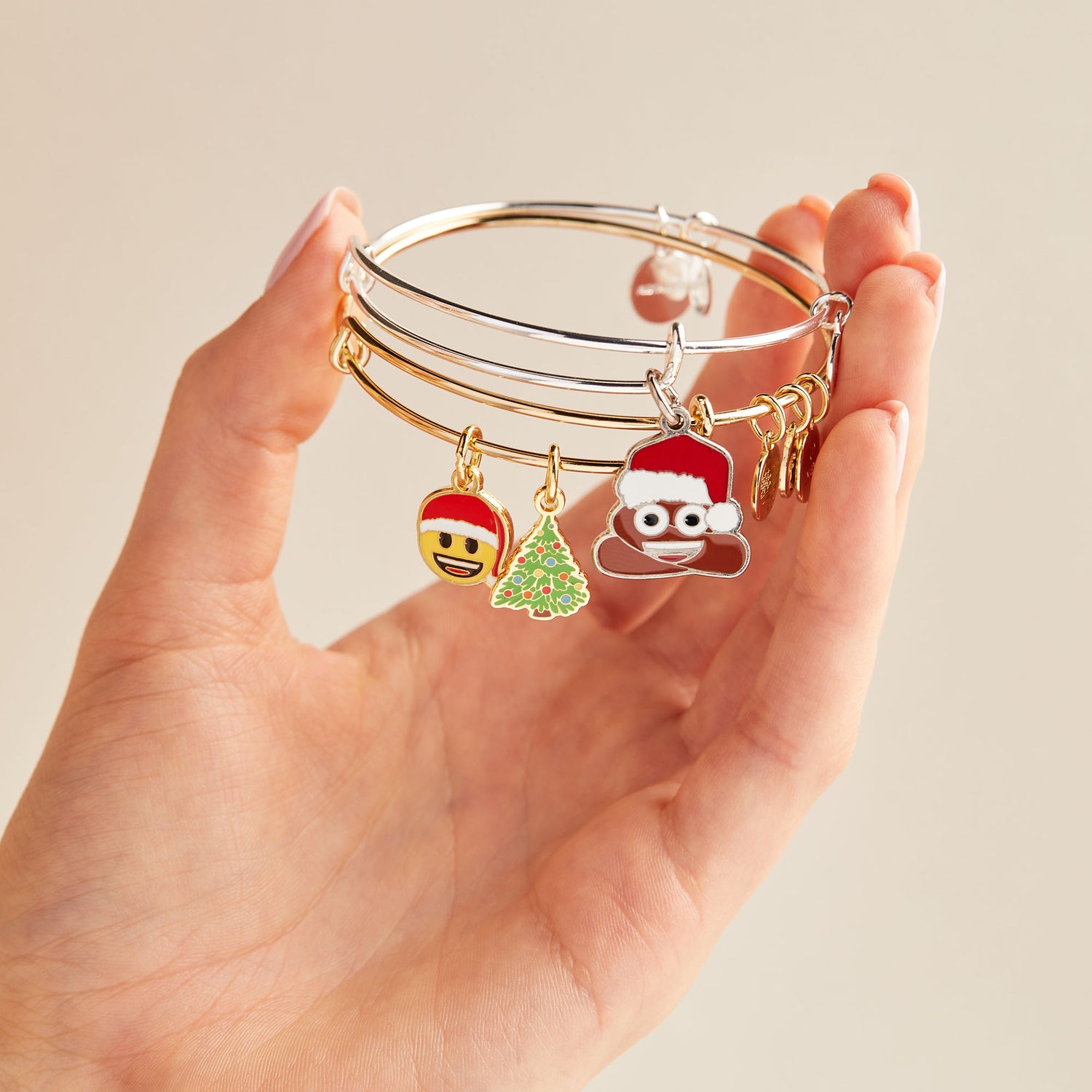 Emoji Holiday Poop Charm Bangle Bracelet