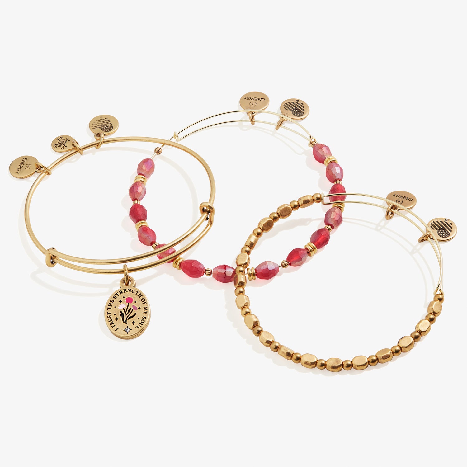 'I Trust the Strength of My Soul' Charm Bangles, Set of 3