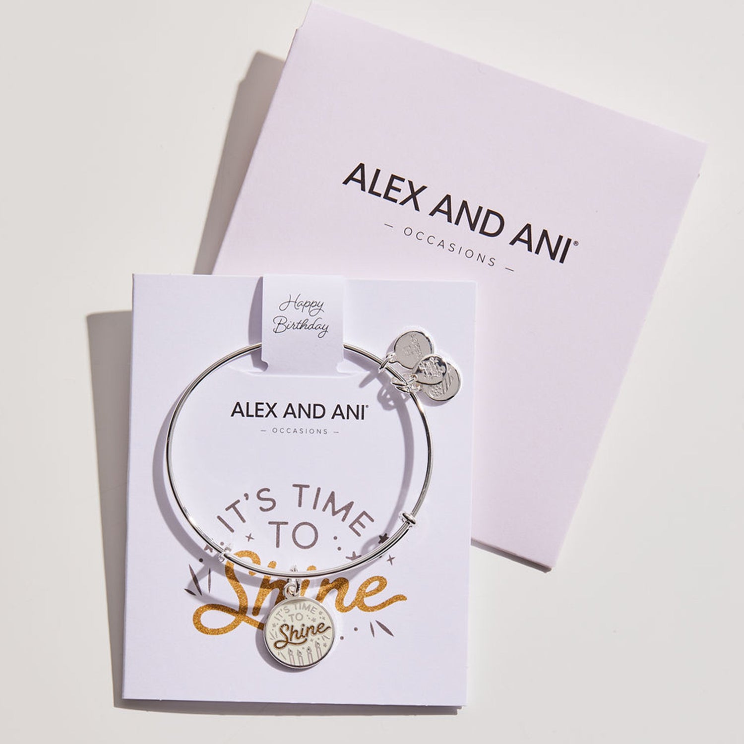 'It's Time To Shine' Birthday Charm Bangle Bracelet