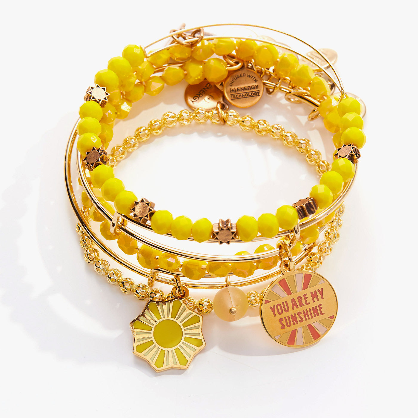 Joy and Sunshine Charm Bangles, Set of 5