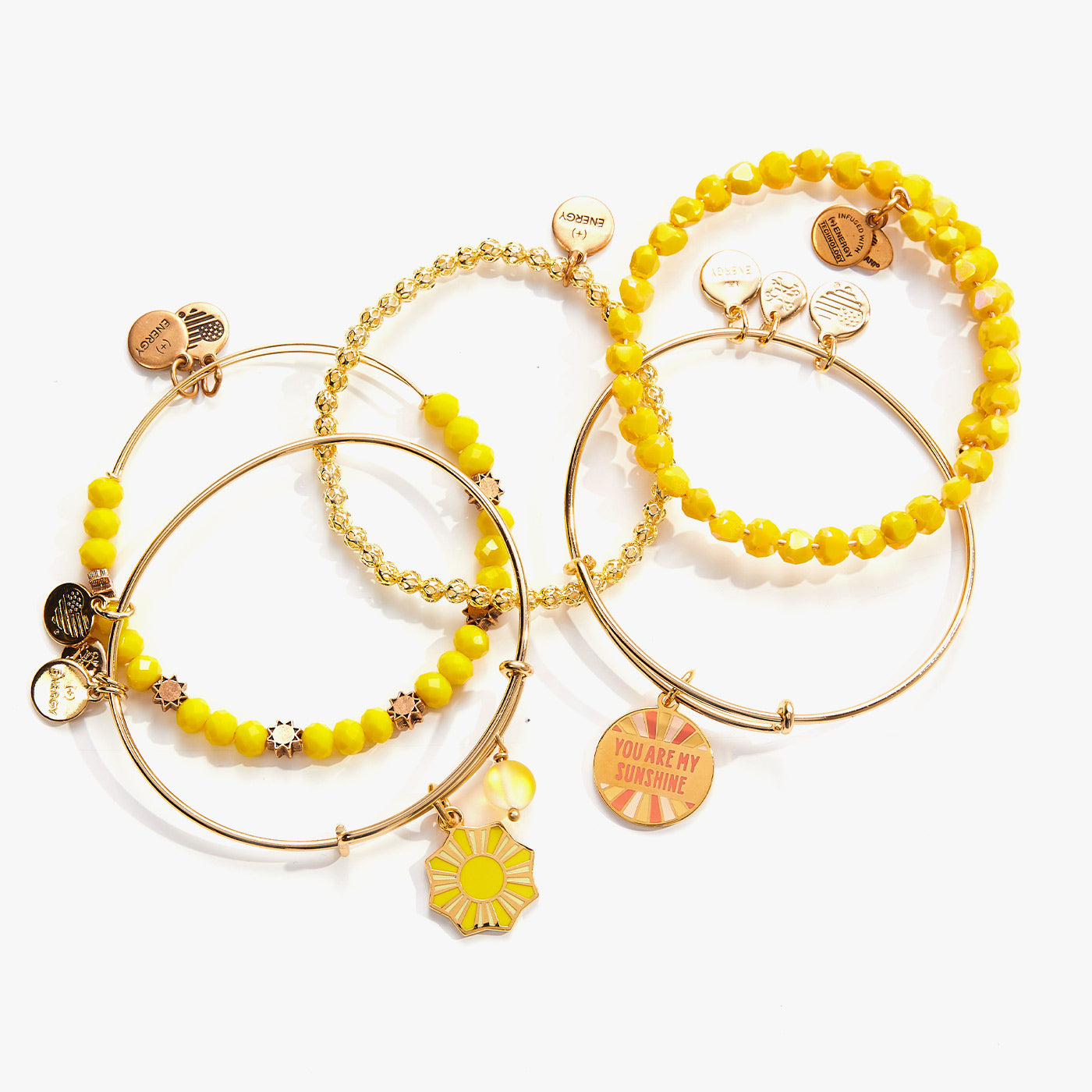 Joy and Sunshine Charm Bangles, Set of 5