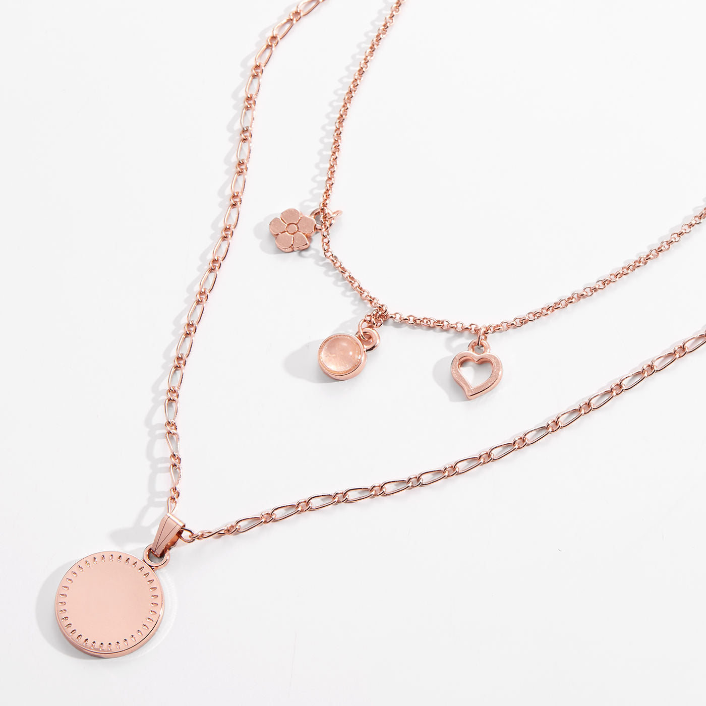 Engravable Joy + Love Multi-Charm Layered Necklace