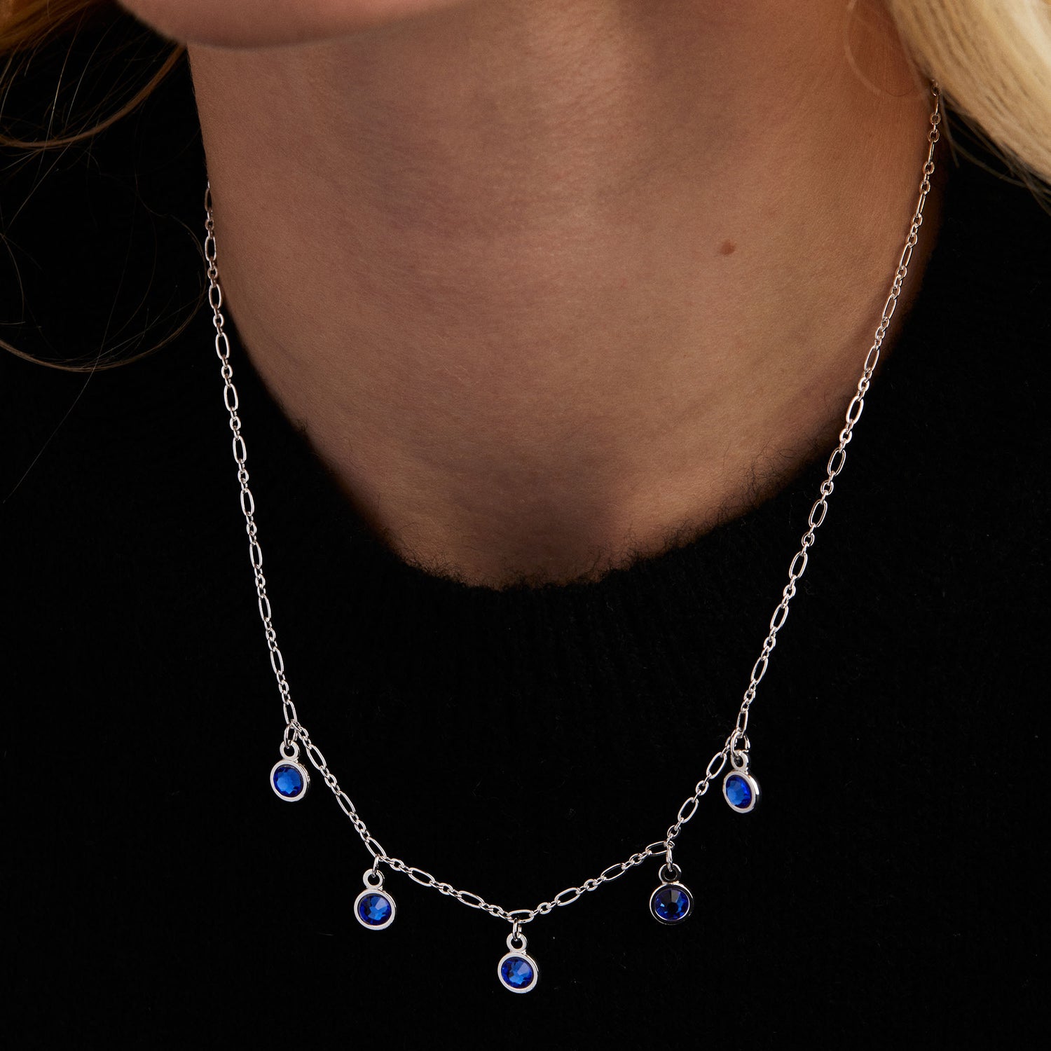 Multi-Crystal Necklace, Sapphire