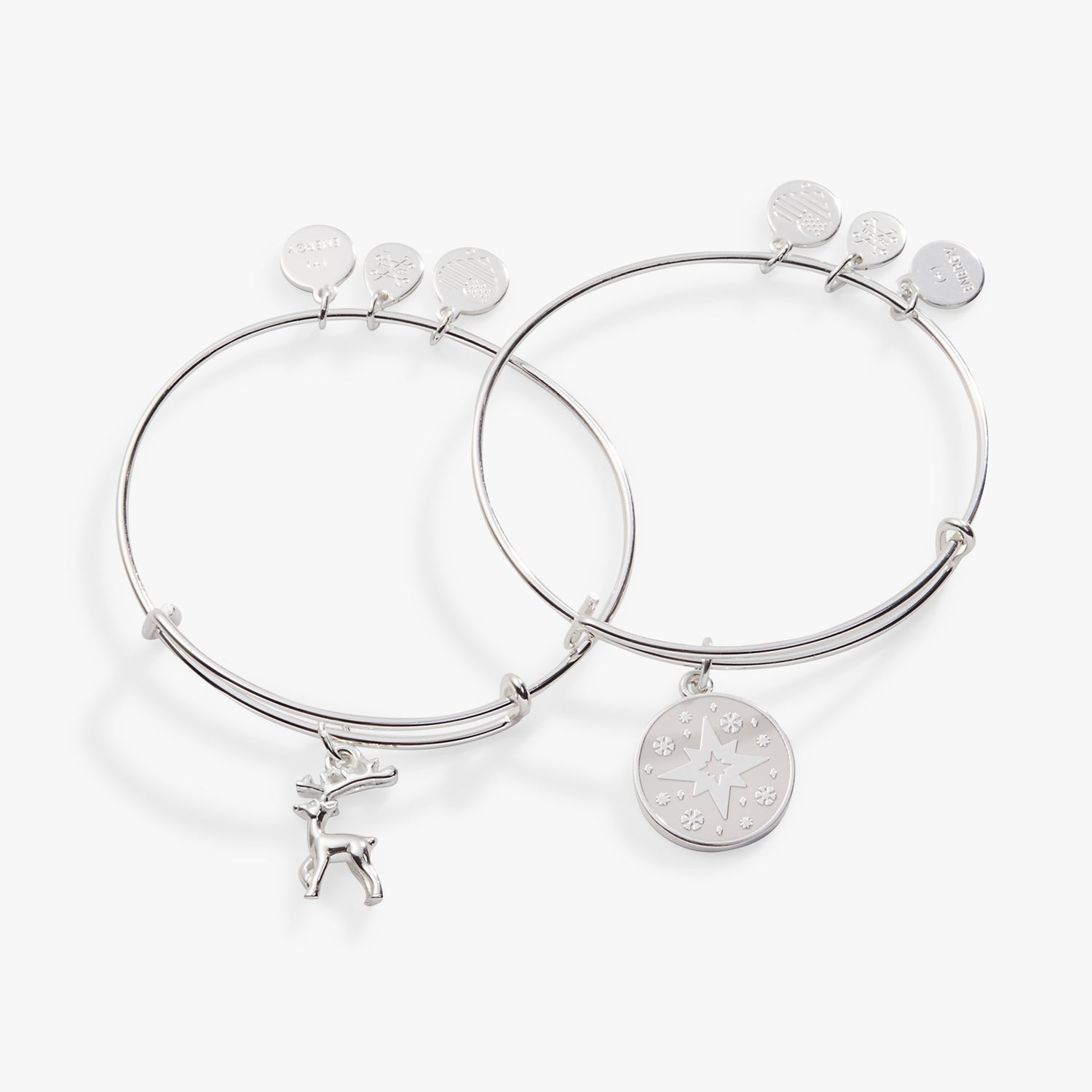 North Star + Reindeer Charm Bangle, Set of 2