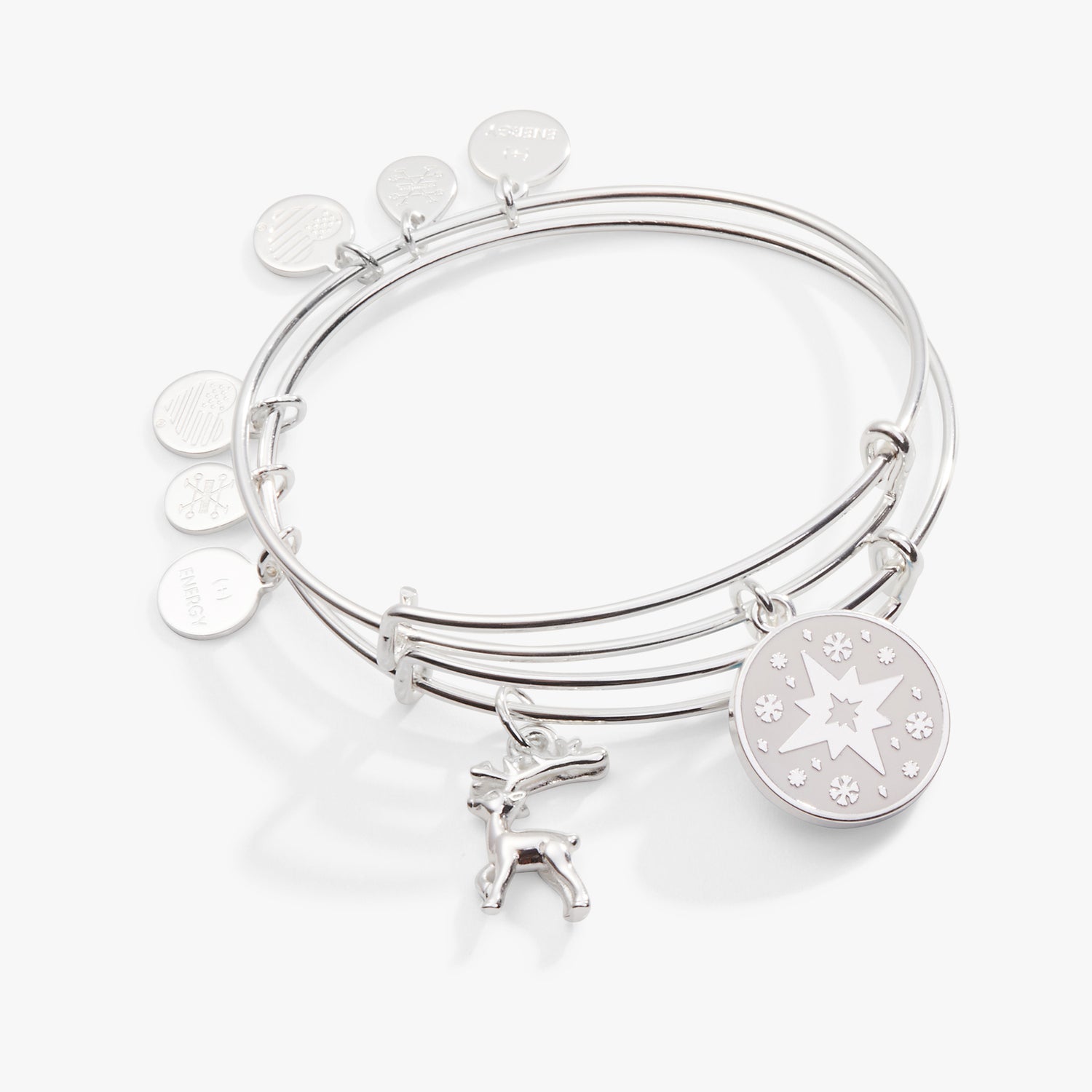 North Star + Reindeer Charm Bangle, Set of 2