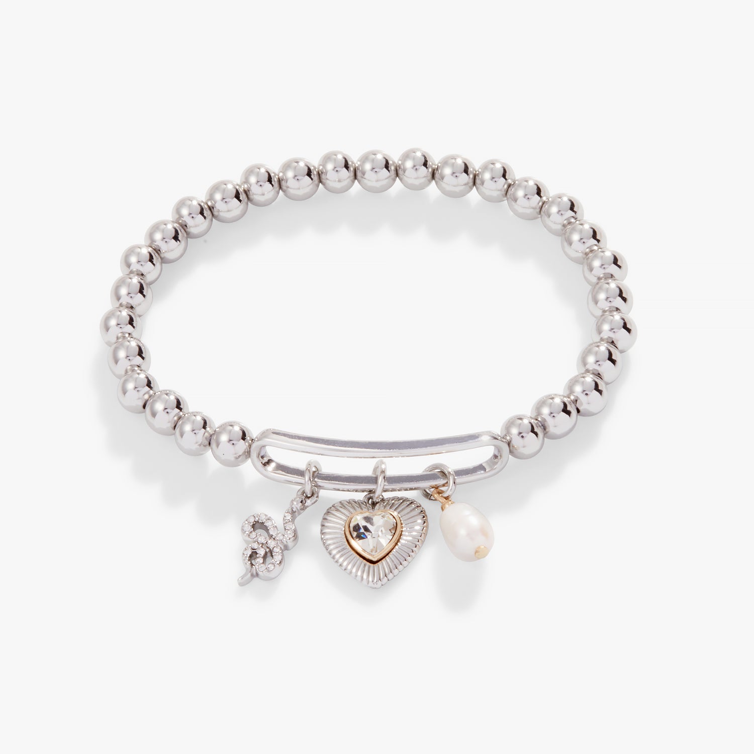 Pavé Heart + Pearl Stretch Bracelet