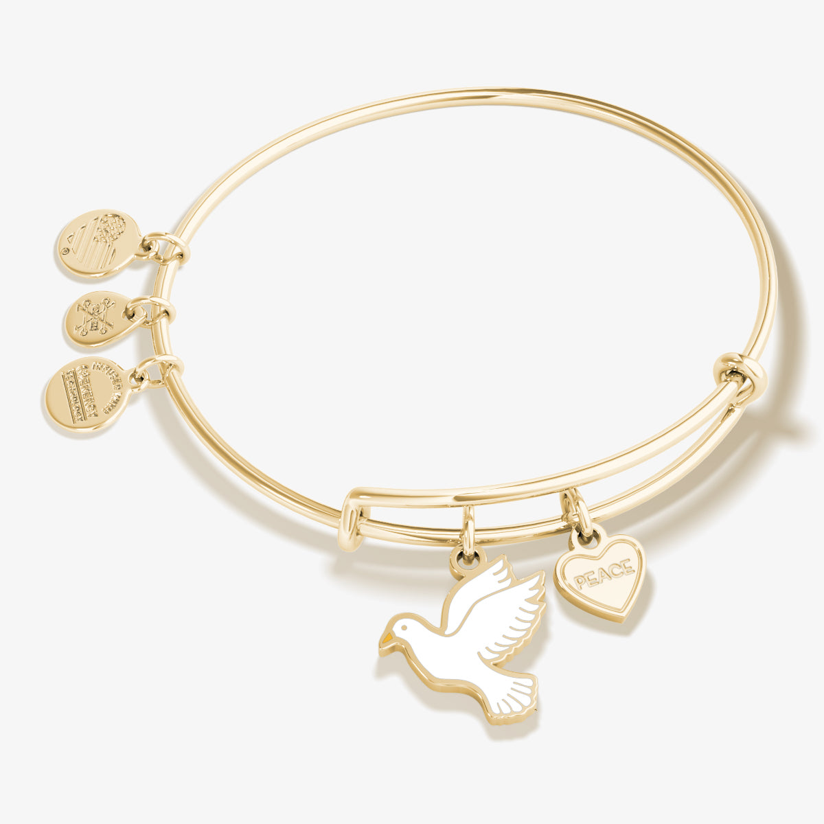 'Peace' Dove Charm Bangle Bracelet