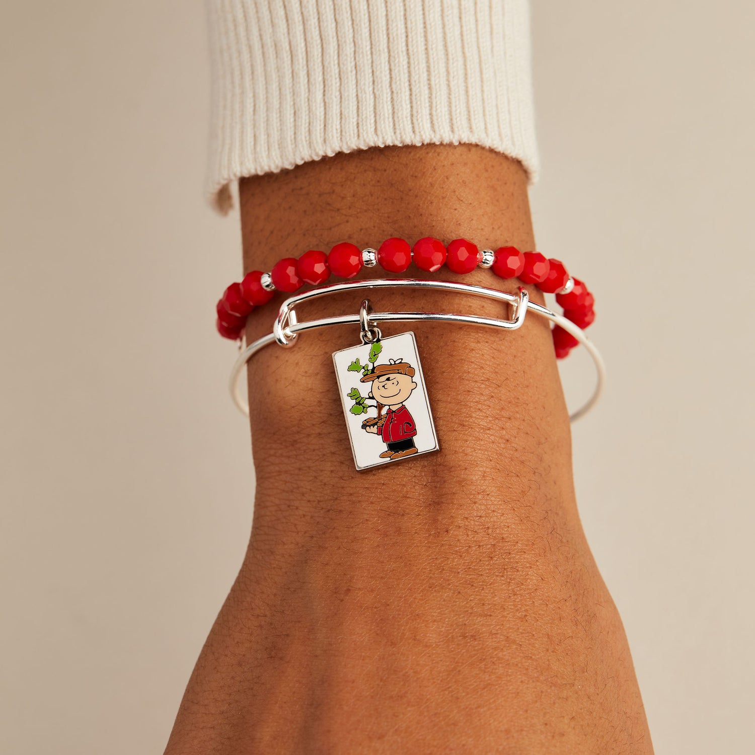 Peanuts™ Charlie Brown Christmas Tree Charm Bangle, Set of 2