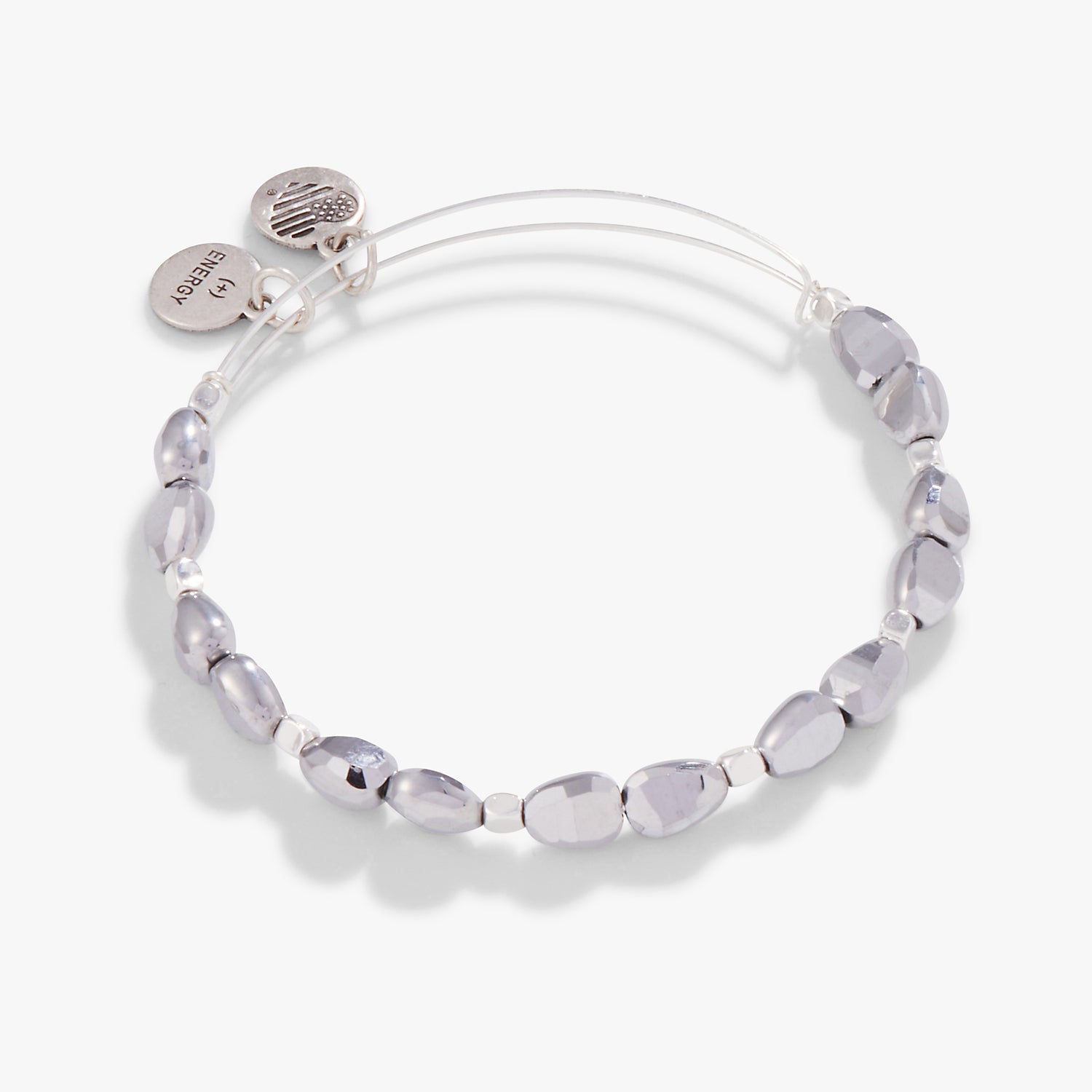 Radiant Beaded Bangle, Silver