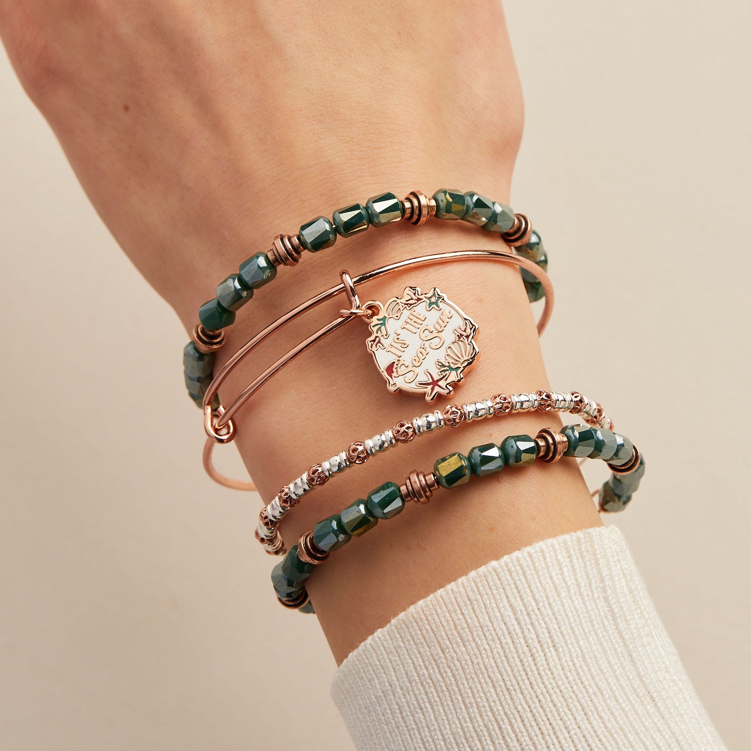 'Tis the Sea-Sun' Charm Bangle Bracelet